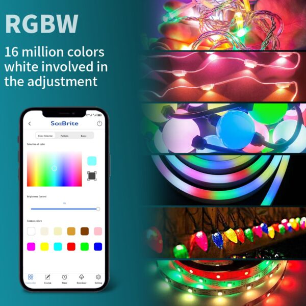 Multi function controller with WiFi, and Bluetooth music control for permanent christmas led pixel lights