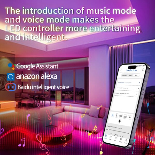 Multi function controller with WiFi, and Bluetooth music control for permanent christmas led pixel lights