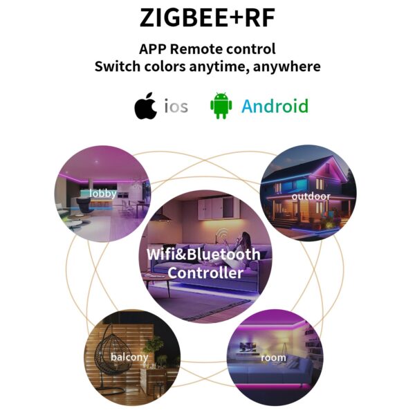 Multi function controller with WiFi, and Bluetooth music control for permanent christmas led pixel lights