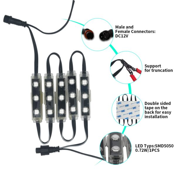 3 LED Window Lights GLMD192 and Track