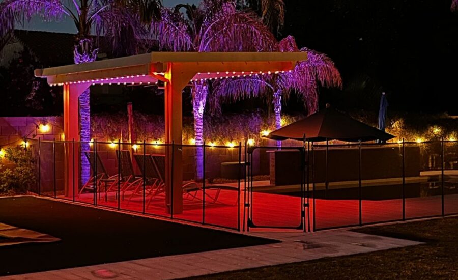 backyard-landscaping-lights-and-pergola-gilbert-az
